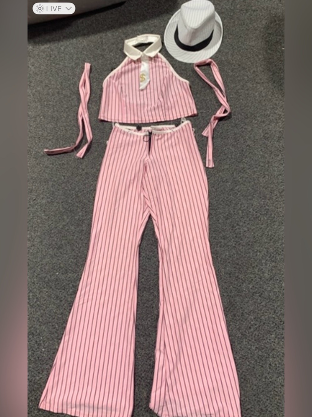 Gangster girl adult women size small Pink Striped costume